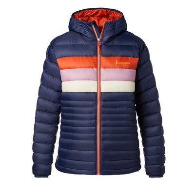 Cotopaxi Fuego Down Hooded Jacket Damen Maritime Cayenne Stripes