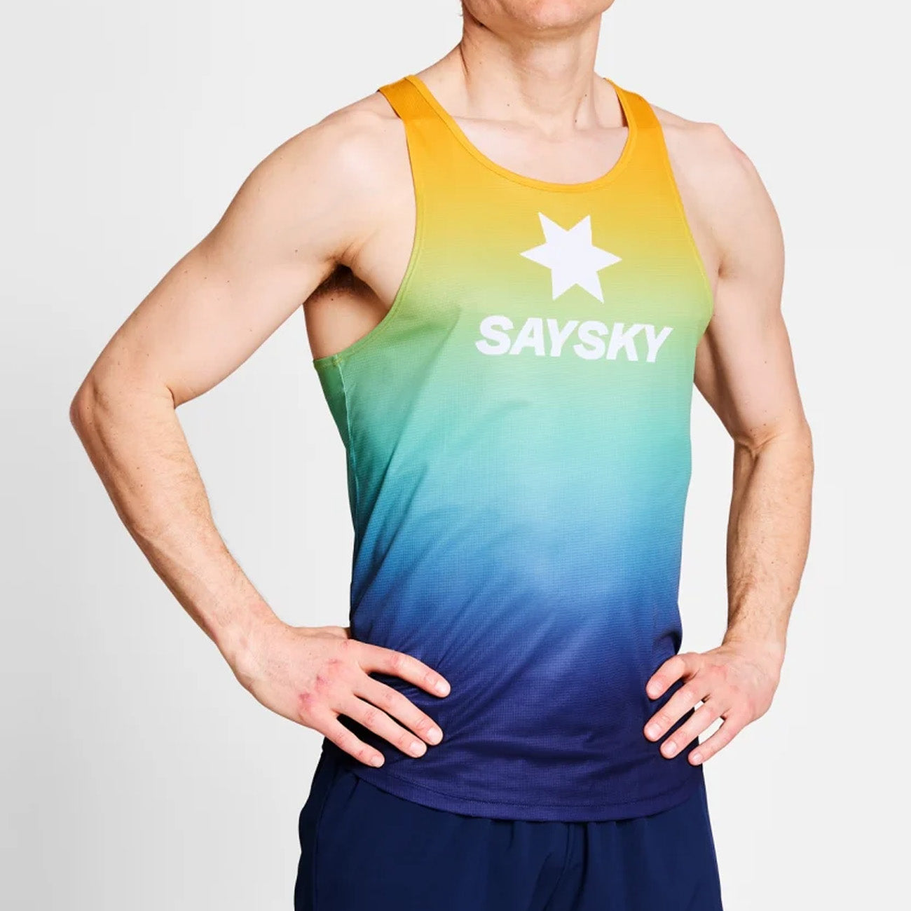 Saysky Drip Dye Flow Singlet Blue AOP