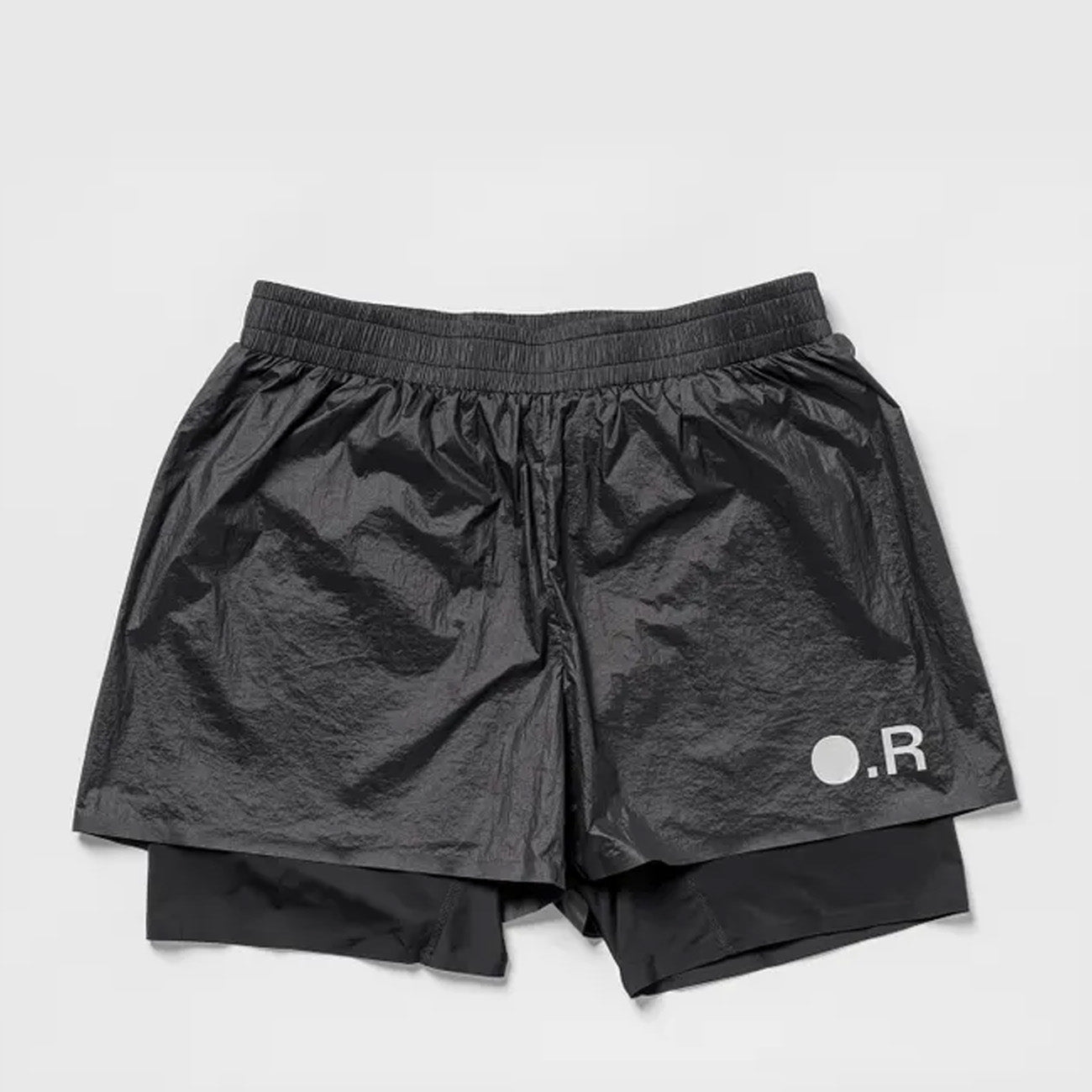 Optimistic Runners Glossy Nylon Shorts Black