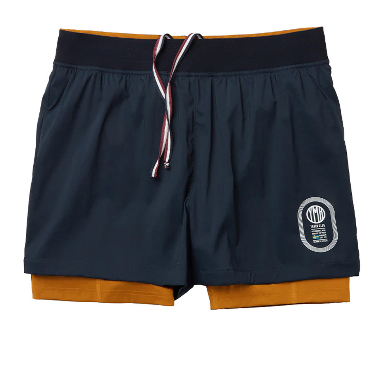 YMR Track Club Station 2-1 Shorts Navy Ochre