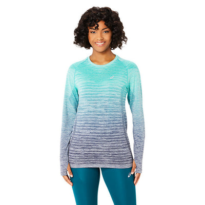 Asics Seamless LS Top Damen Aurora Green Blue Expanse