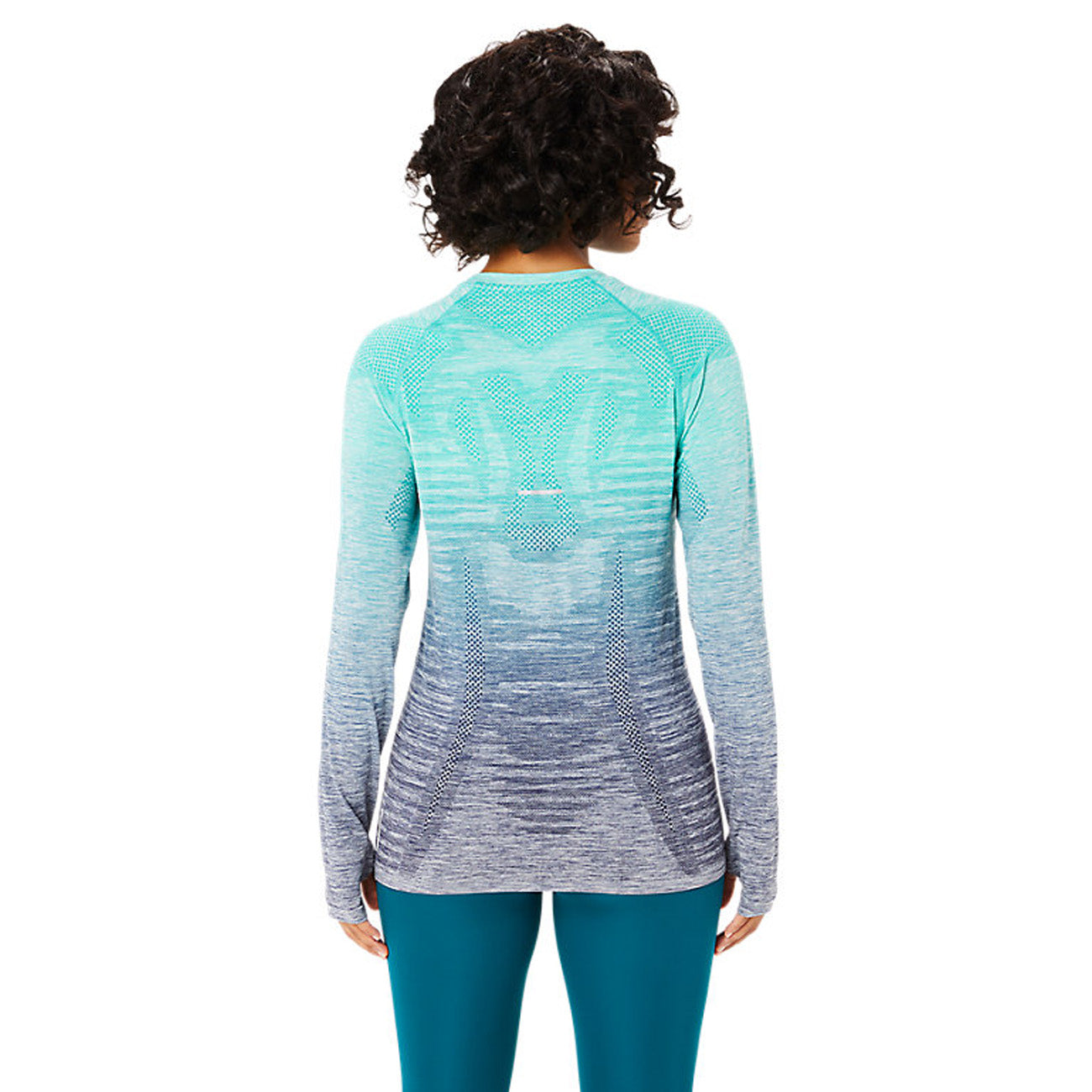 Asics Seamless LS Top Damen Aurora Green Blue Expanse