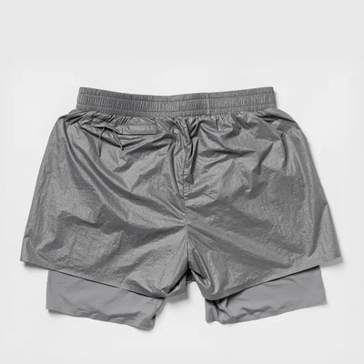 Optimistic Runners Glossy Nylon Shorts Dark Grey