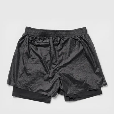 Optimistic Runners Glossy Nylon Shorts Black