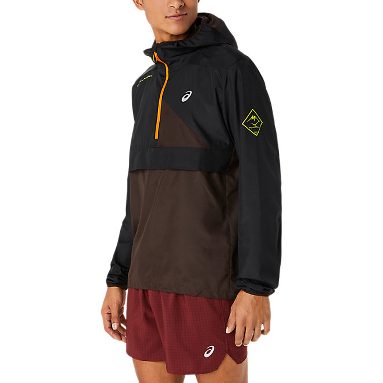 Asics Fujitrail Anorak Herren Performance Black Dark Auburn