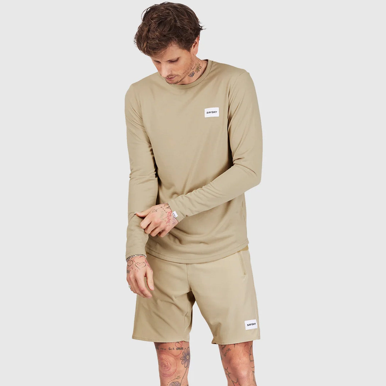 Saysky Logo Motion Long Sleeve Beige