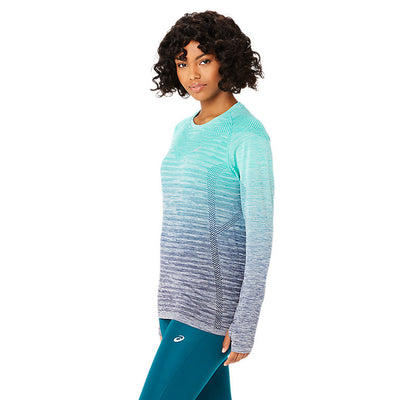 Asics Seamless LS Top Damen Aurora Green Blue Expanse