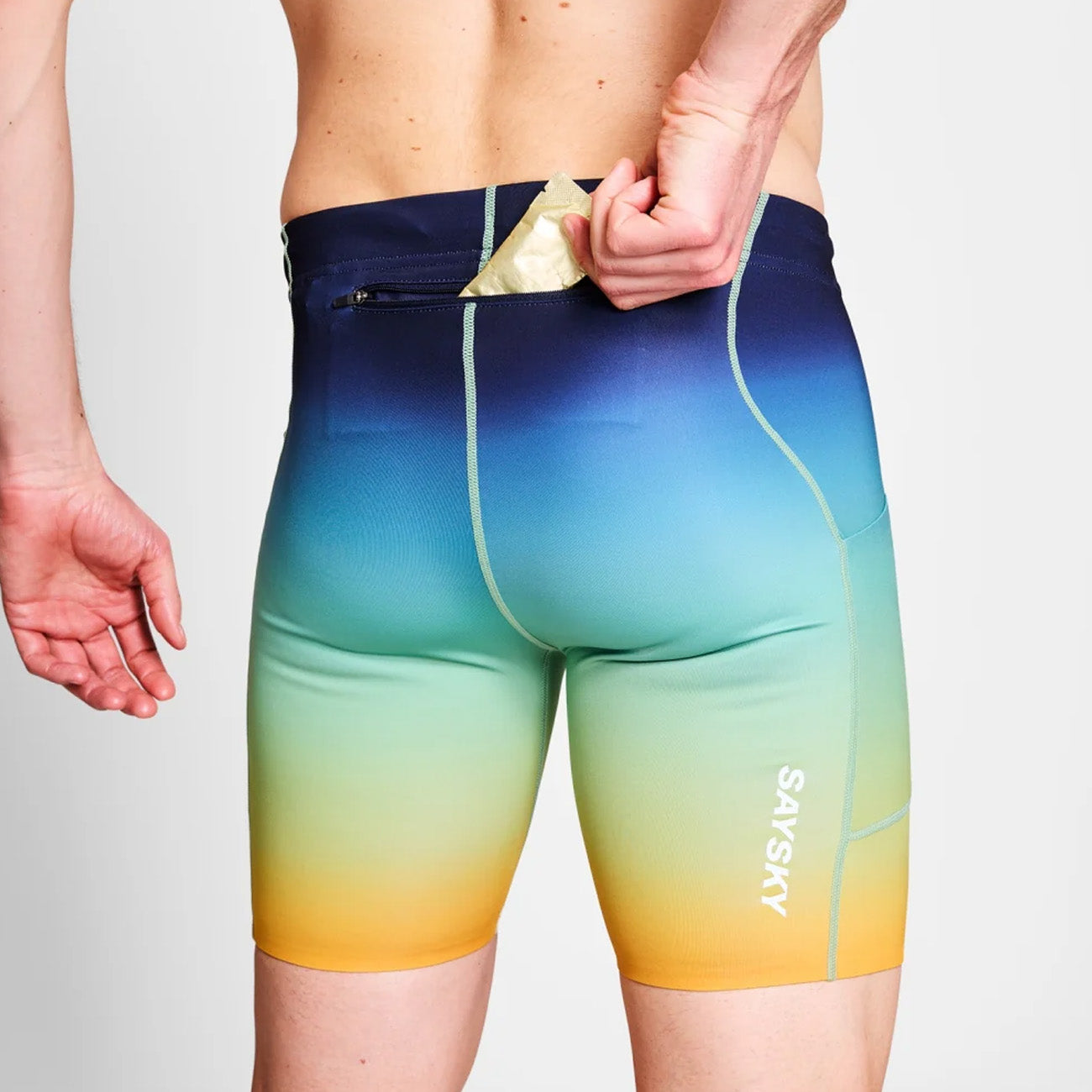 Saysky Drip Dye Combat+Short Tights 7" Blue AOP