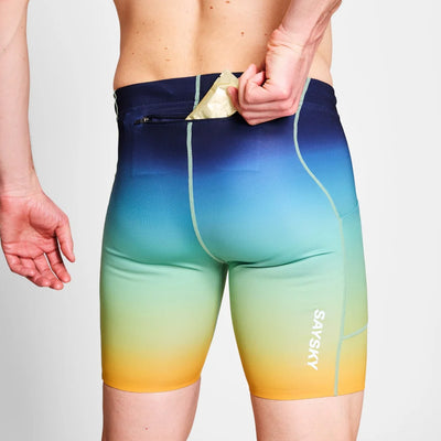 Saysky Drip Dye Combat+Short Tights 7" Blue AOP