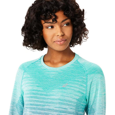 Asics Seamless LS Top Damen Aurora Green Blue Expanse