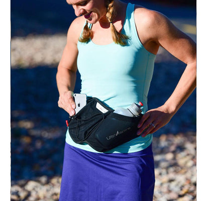 UltrAspire Essential Bottle Pack Hydration Belt Black-Runster