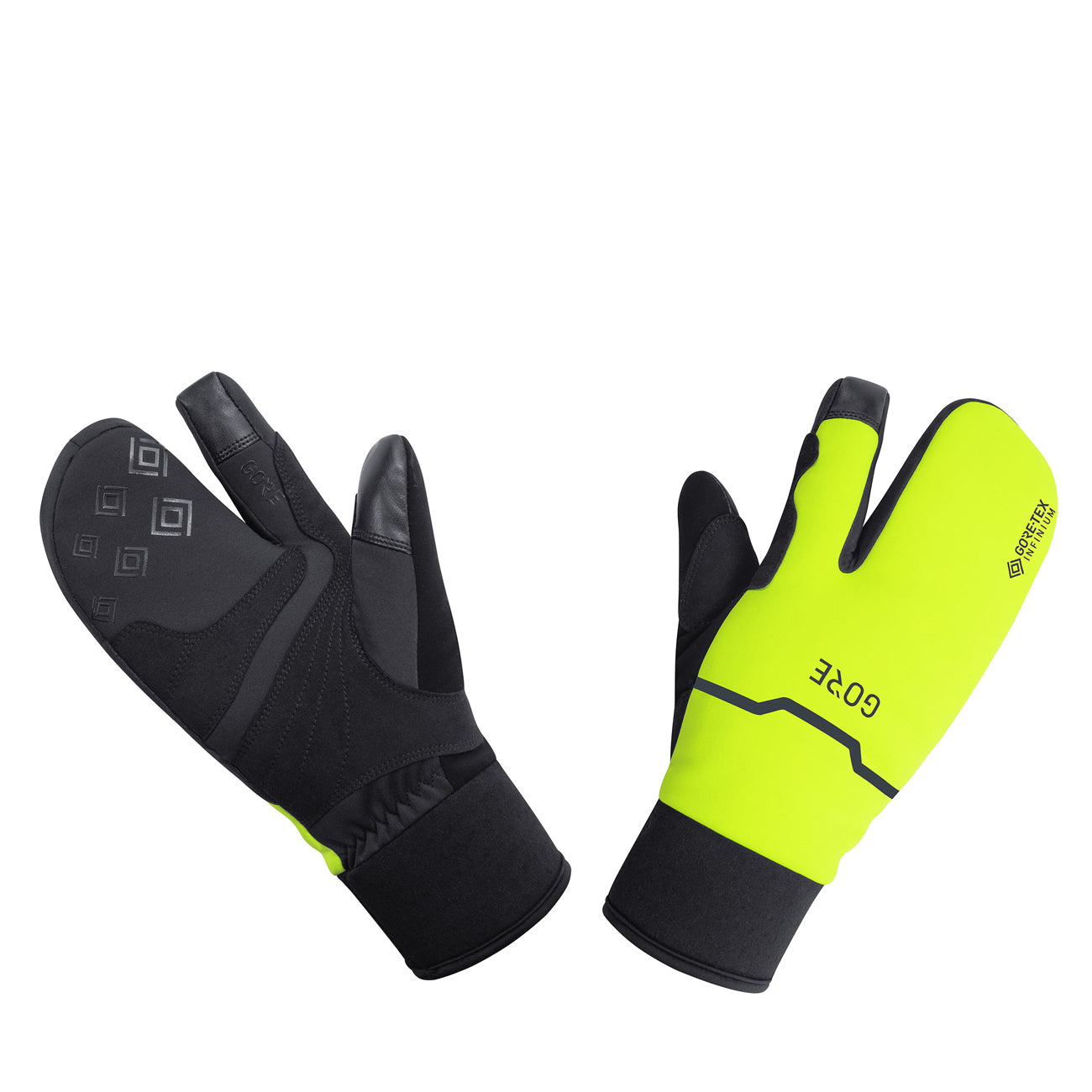 Gore Wear GTX Infinium Thermo Split Gloves Black Neon Yellow