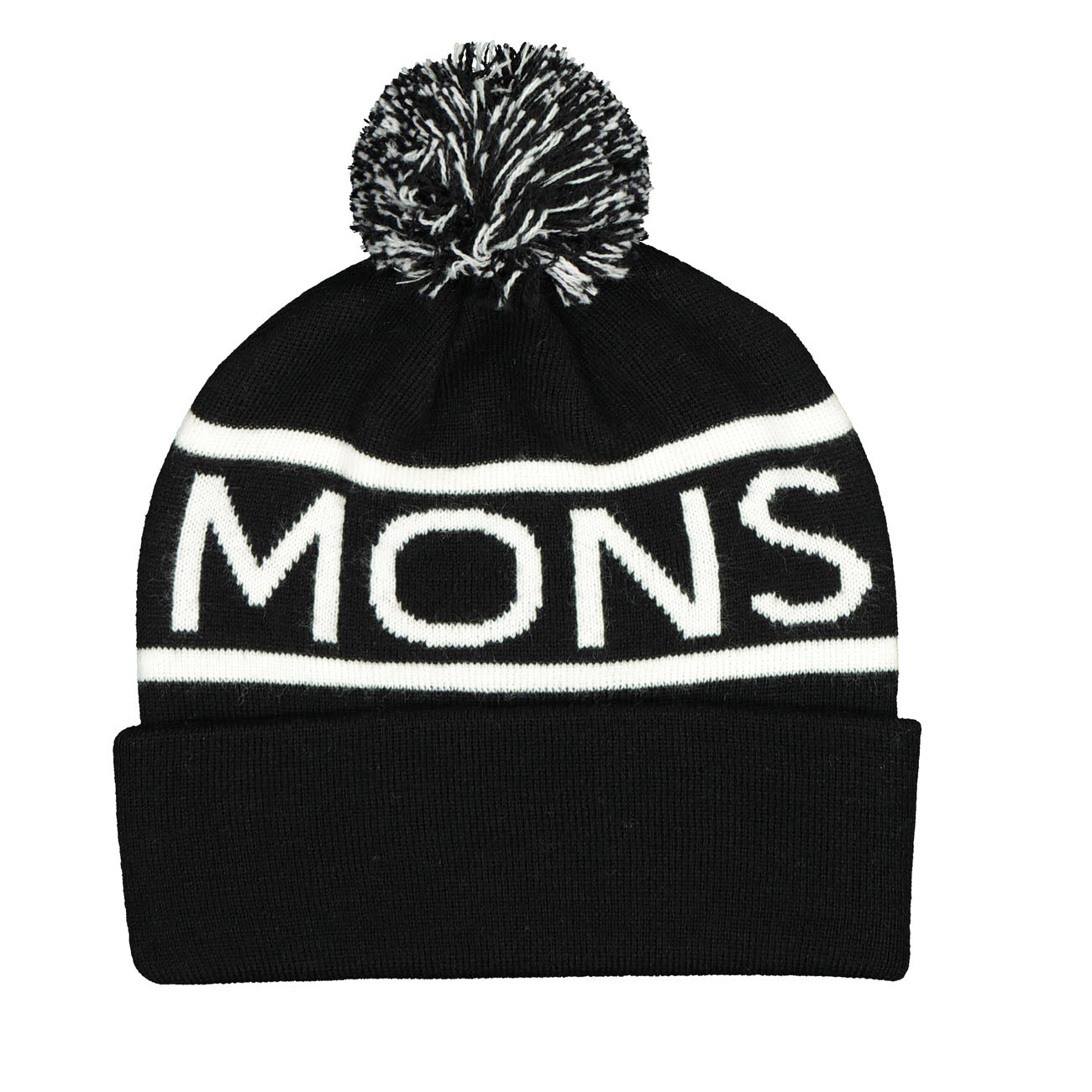 Mons Royale Unisex PomPom Beanie Logo Black White