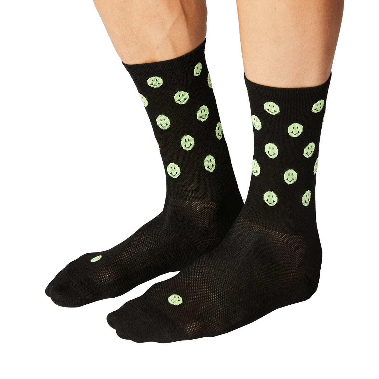 Fingerscrossed Road Socks Smiley Black Neon