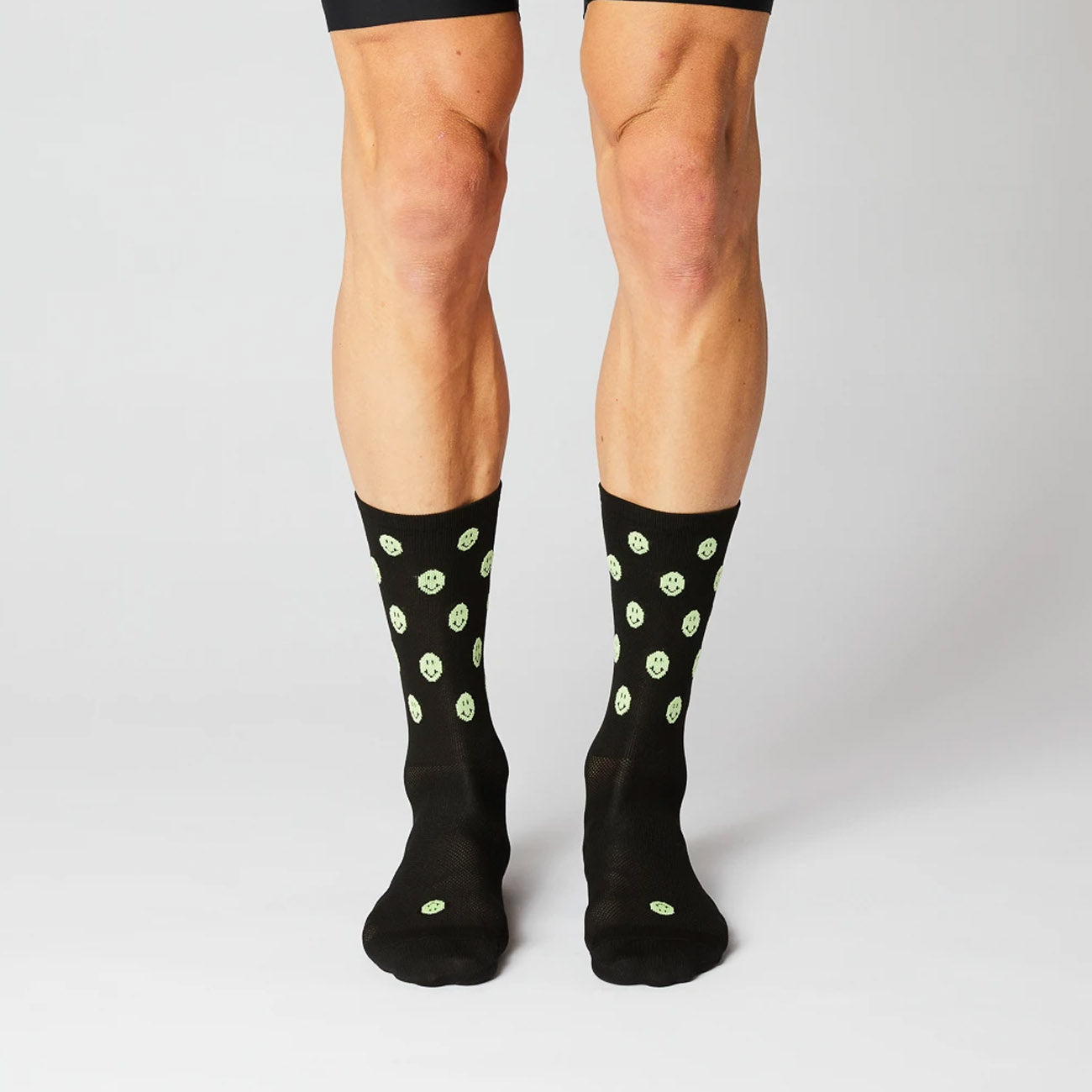 Fingerscrossed Road Socks Smiley Black Neon