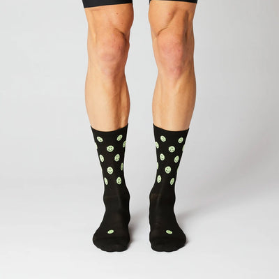 Fingerscrossed Road Socks Smiley Black Neon