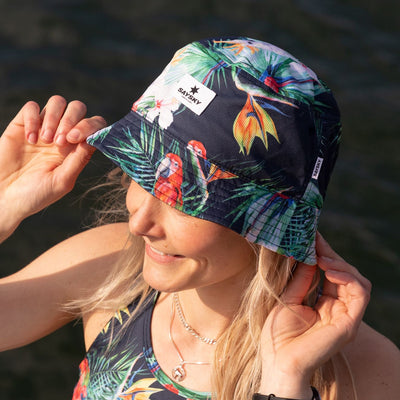 Saysky Reverse Bucket Hat Maritime Blue Paradise Floral