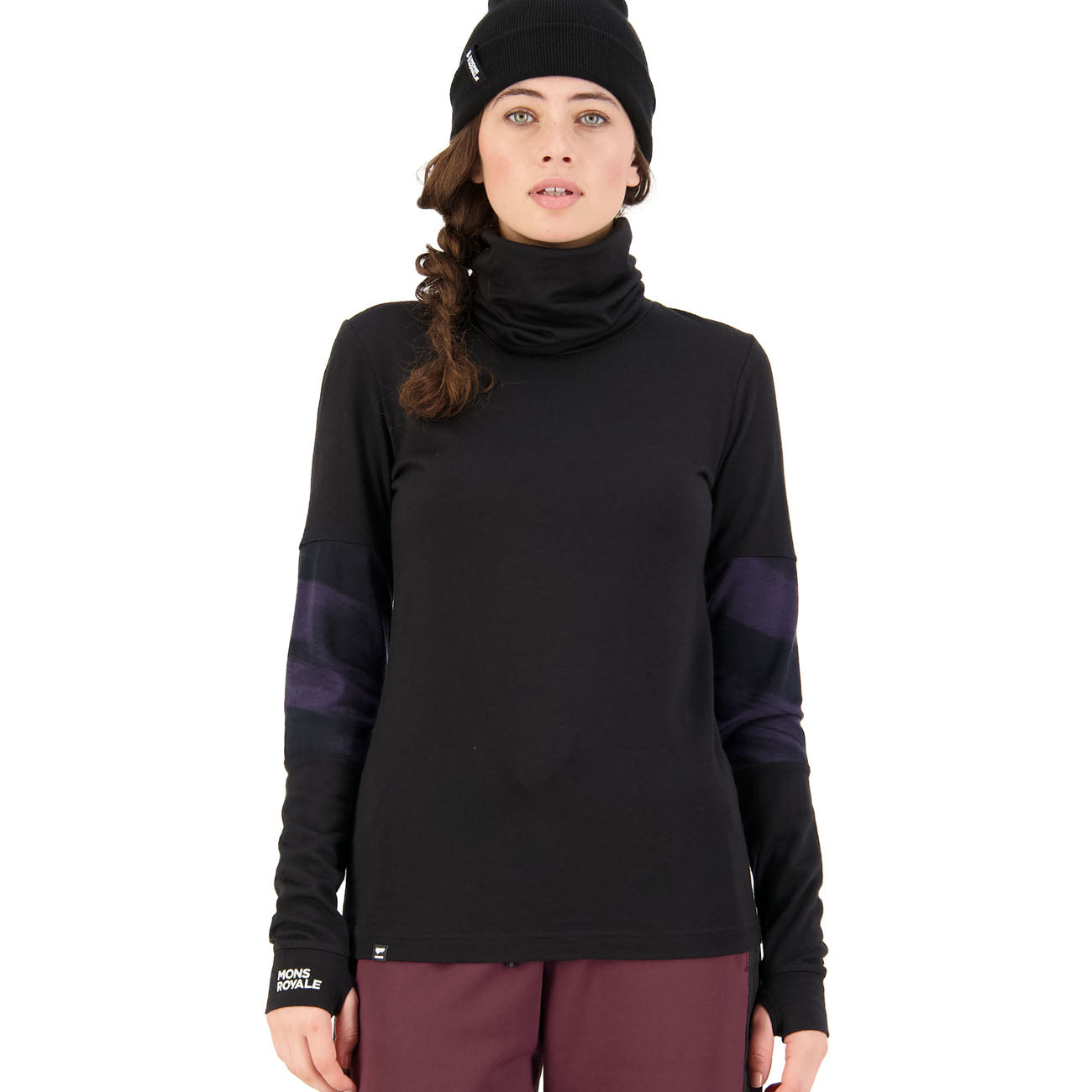 Mons Royale Womens Cornice Rollover Longsleeve Damen Black Motion 9