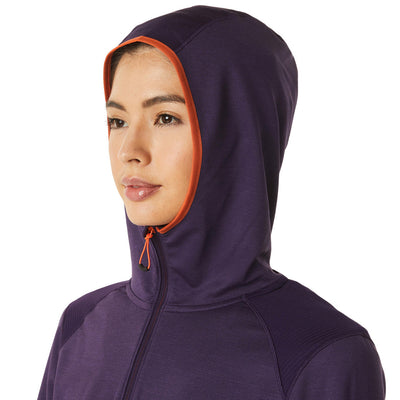 Asics Winter Run LS Hoodie Damen Night Shade Heather Nova Orange