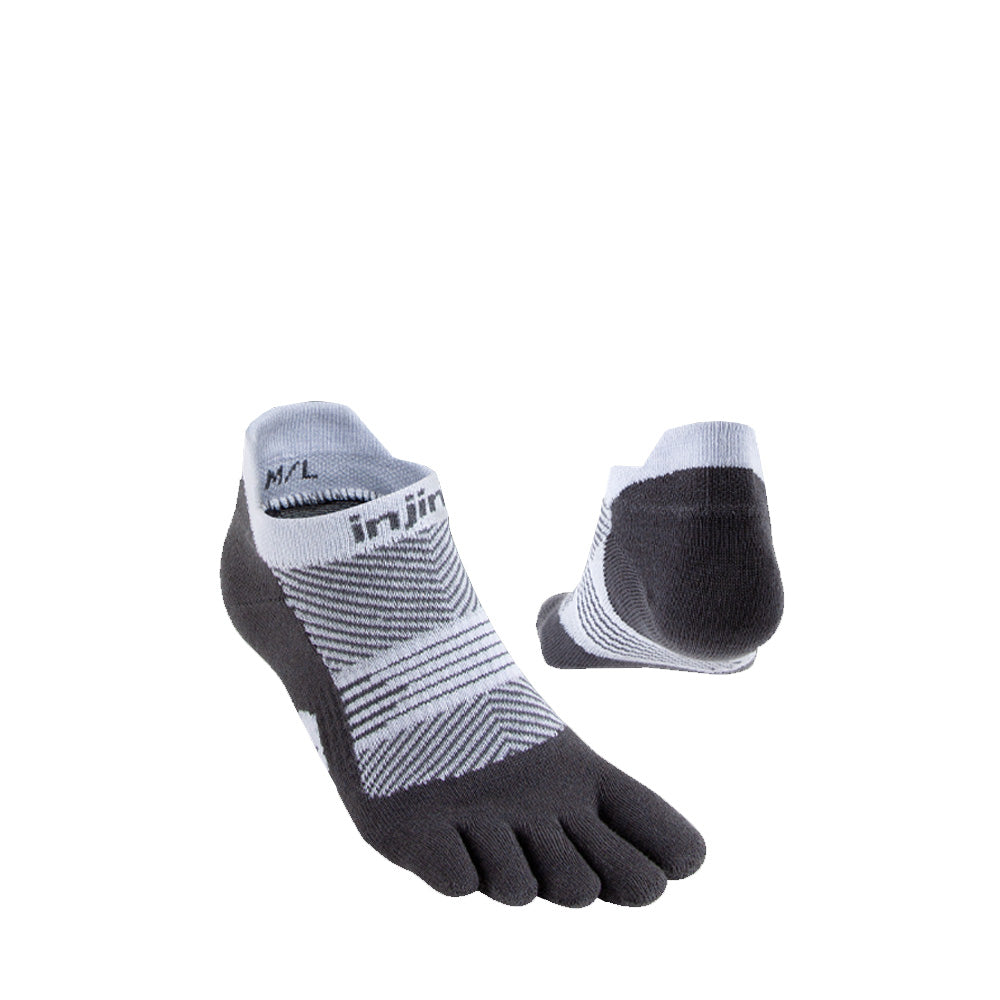 Injinji Womens Specific Run Lightweight No Show Socks Gray