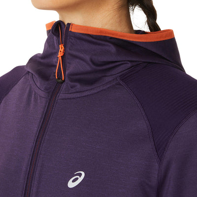 Asics Winter Run LS Hoodie Damen Night Shade Heather Nova Orange
