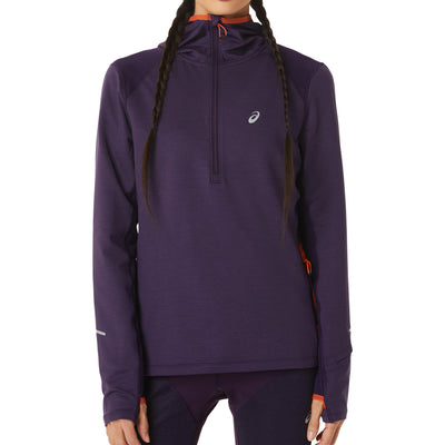 Asics Winter Run LS Hoodie Damen Night Shade Heather Nova Orange
