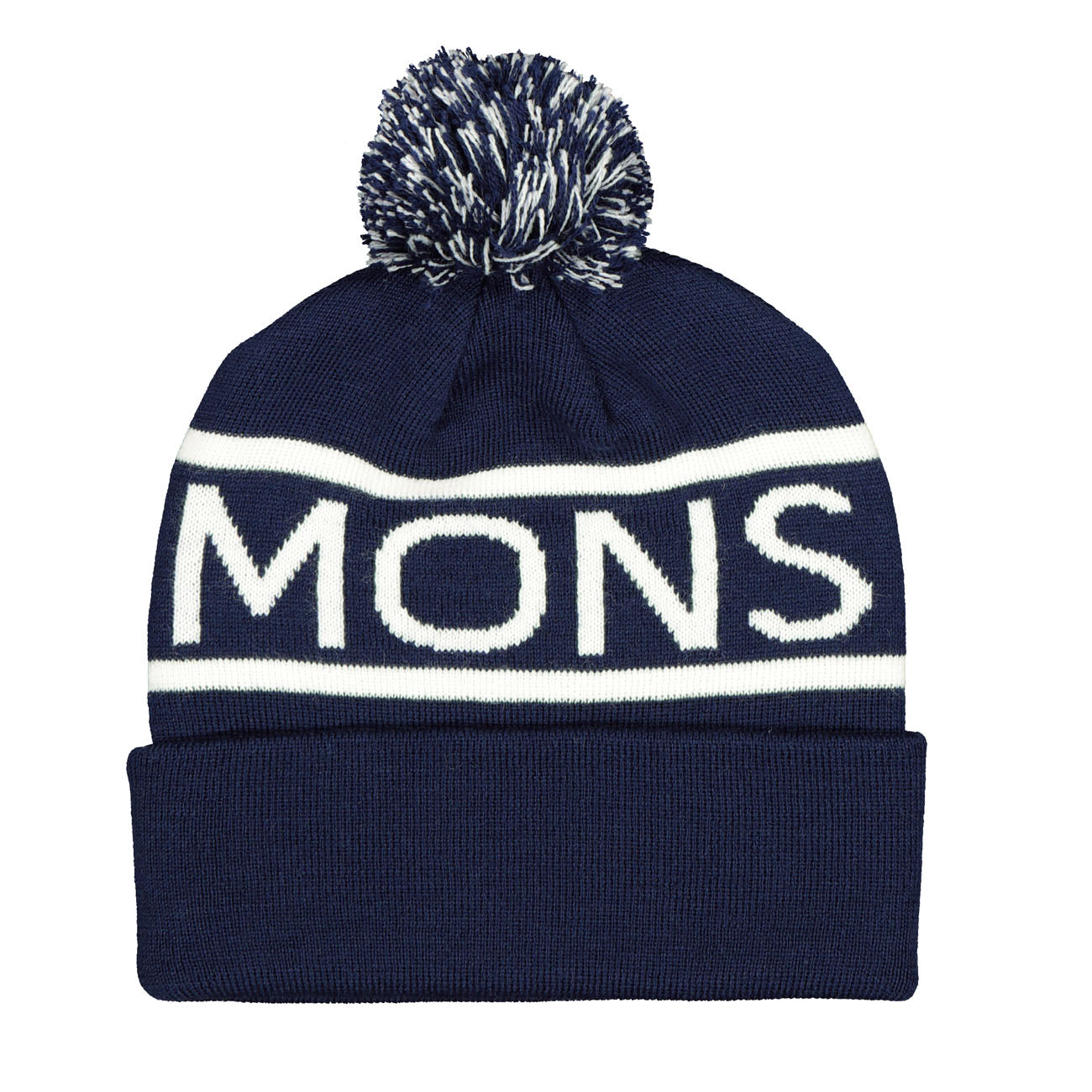 Mons Royale Unisex PomPom Beanie Logo Navy White