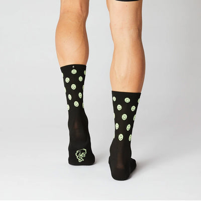 Fingerscrossed Road Socks Smiley Black Neon