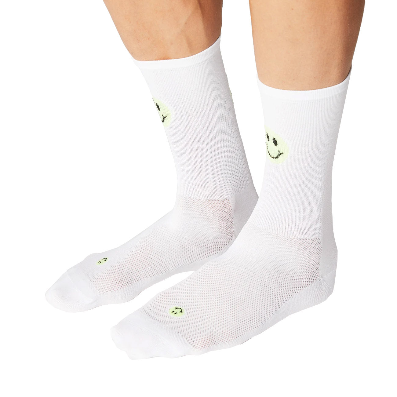Fingerscrossed Road Socks Smiley White Neon