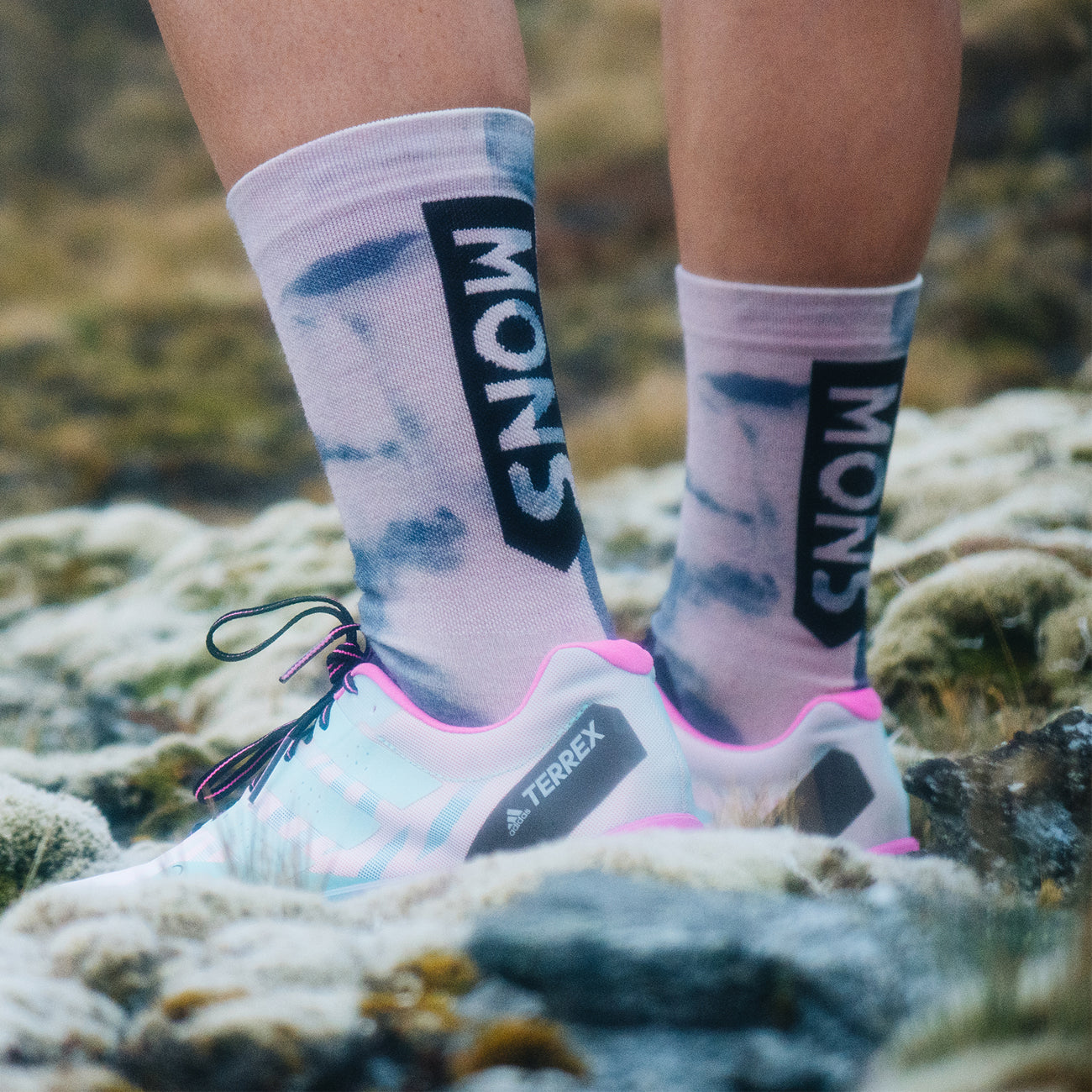 Mons Royale Atlas Crew Sock Digital Denim Tie Dye