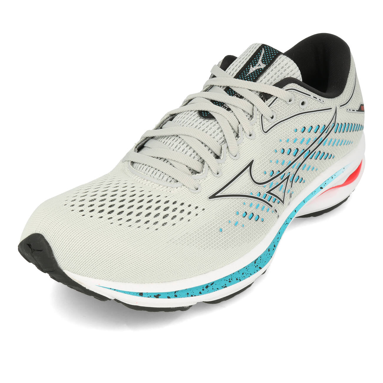 Mizuno Wave Rider 25 Herren Oyster Mushroom Black Ignition Red