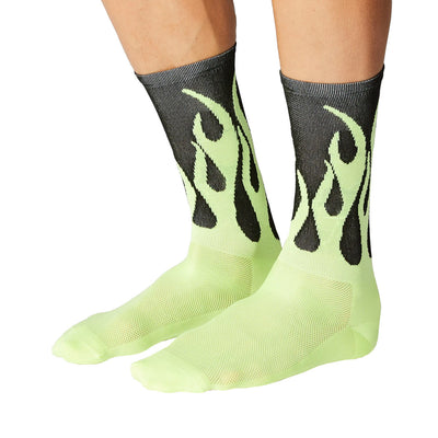 Fingerscrossed Road Socks Flames Black Neon