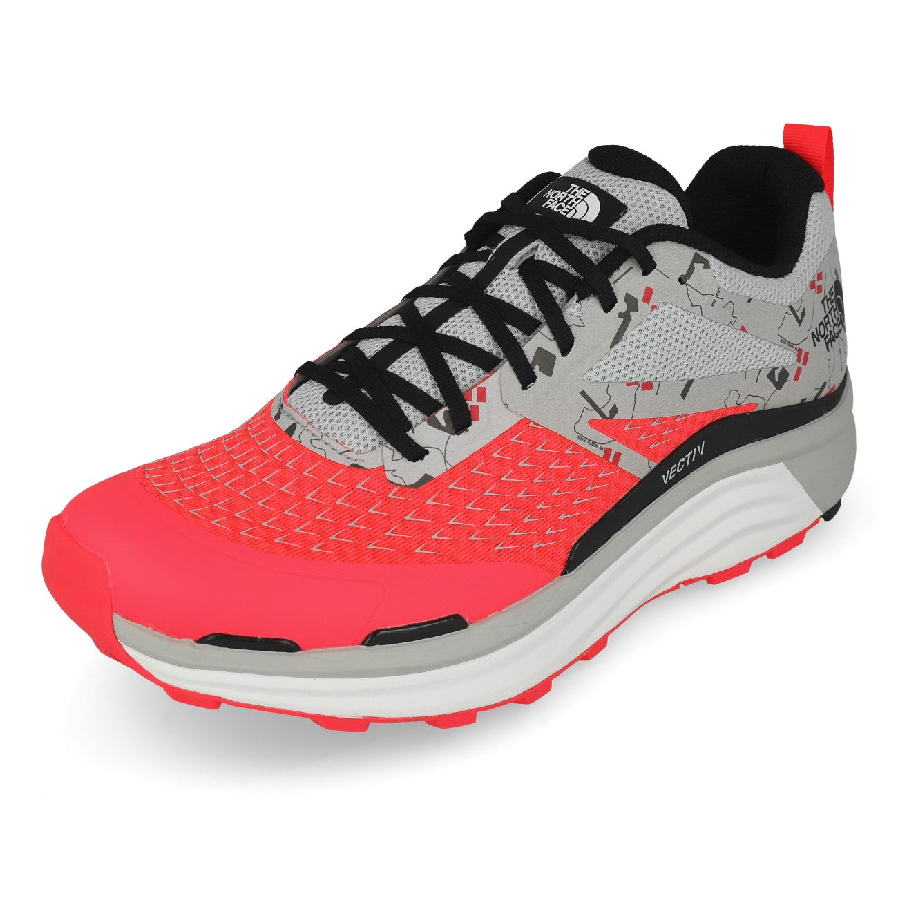 The North Face M Vectiv Enduris II Herren TNF White Trailmarker Print Brilliant Coral