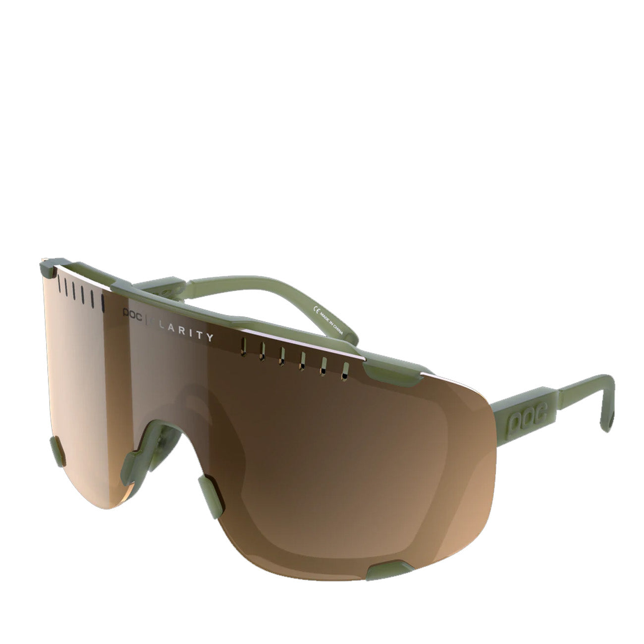 POC Devour Sunglasses Epidote Green Translucent Brown Silver Mirror