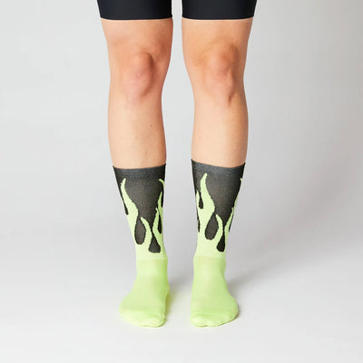 Fingerscrossed Road Socks Flames Black Neon